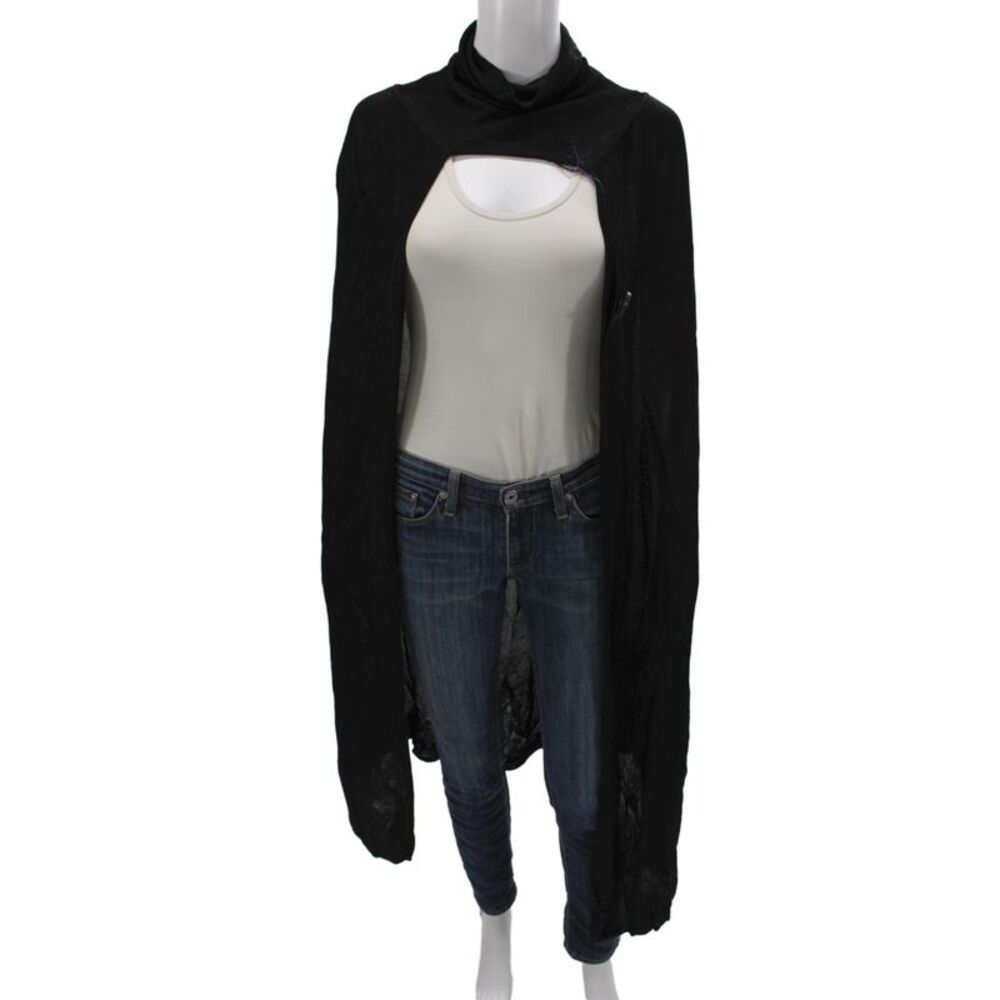 Bevza Womens Cape Sweater Black Cowl Neck Sleeveless Size One Size